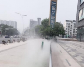 桐柏路棉纺路王府井百货,景观造雾